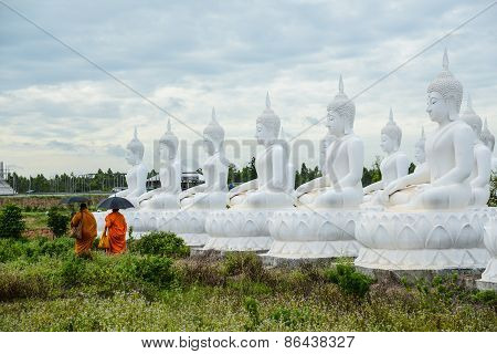 Group Of White Buddha Image