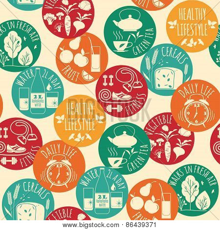 Healthy Lifestyle Seamless Background