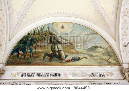 MARIJA BISTRICA, CROATIA - JULY 14: Votive paintings, pilgrimage Sanctuary, Assumption of the Virgin Mary in Marija Bistrica, Croatia, on July 14, 2014