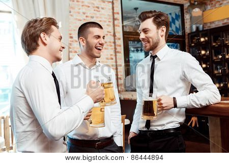 Coworkers have fun in the bar
