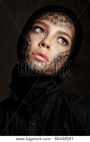 Young Beautiful Woman With Faceart