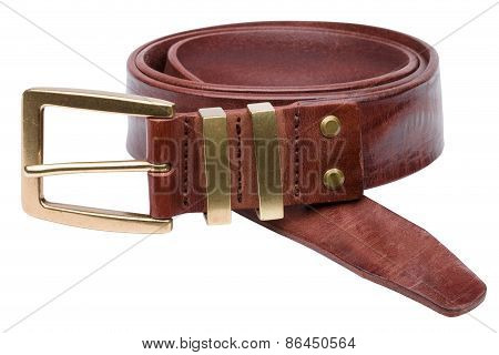 Brown Men Leather Belt Isolated On White