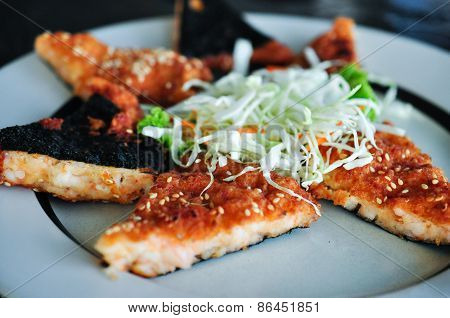 Fried shrimp seaweed