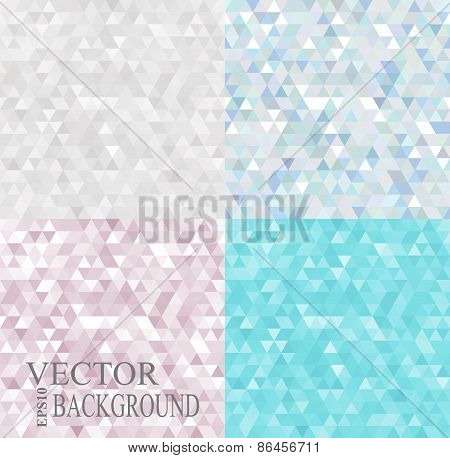 Abstract geometric backgrounds set consisting of light triangles.