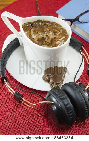 Cup Of Coffee And Headphones