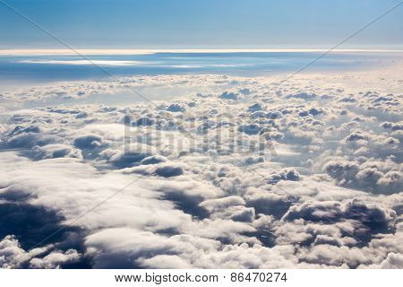 Wide cloud landscape aerial view from a plane