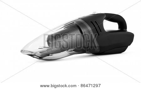 Portable vacuum cleaner on white background