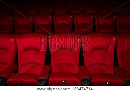 red seats for movie in the cinema