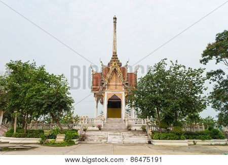 Crematory with sky background