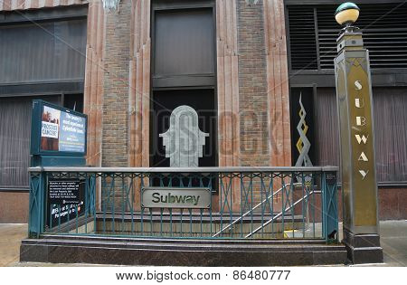 Subway Station entrance at Lexington Avenue in Manhattan