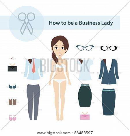 How to be a Business Lady Vector Set