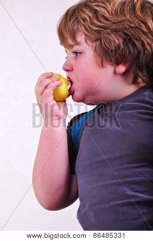 Portrait Of Schoolchild Eating Apple