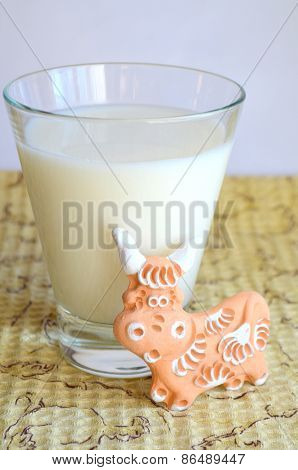 Milk and ceramic cow