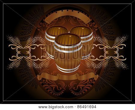 gold kvass barrel wine beer advertising