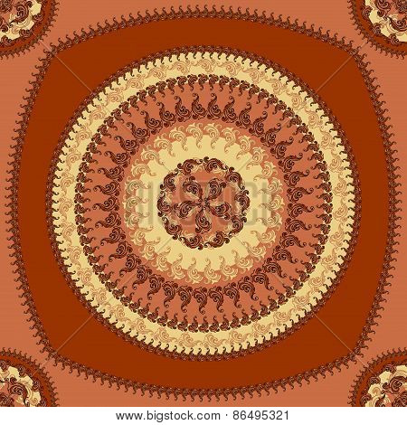 Seamless pattern with circle ornament  in brown