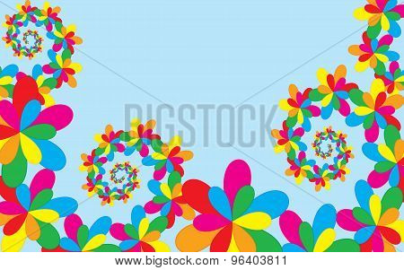 Summer Background, Whit Colorful Floral Elements