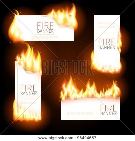 Set of advertisement banners with spurts flame