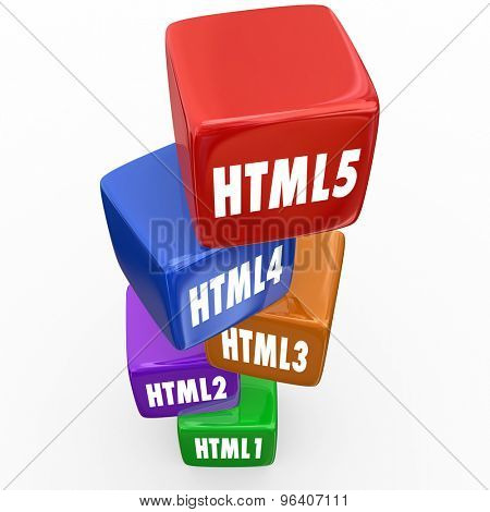 HTML5 word for online website programming language as update to latest version of mobile internet development
