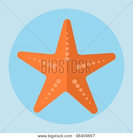Sea Star Icon In Flat Style
