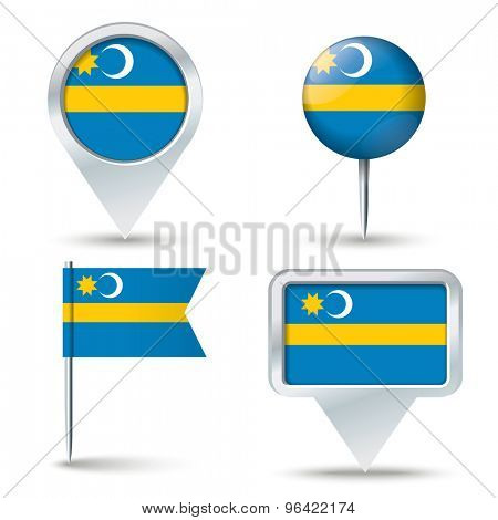 Map pins with flag of Szeklerland - vector illustration