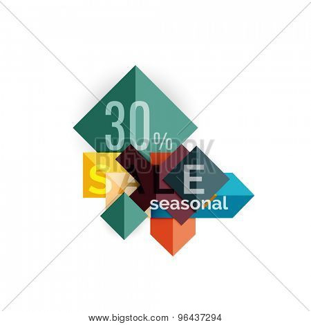 Sale geometric shapes banner with text. Web button or message for online web site, presentation or application