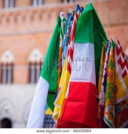 Banners Of The Contrade In Siena
