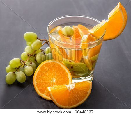 Fresh Fruit Flavored Infused Water Mix Of Orange And Grape