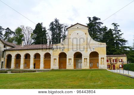 The Maser villa with a sundial on the wing