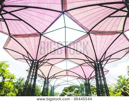Pink Roof Tent With Steel Structure