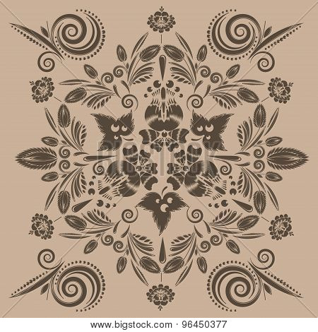 vintage seamless pattern with floral ornament