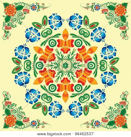 seamless pattern with floral ornament with elements of berries and leaves