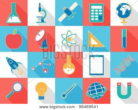 Set of various colorful signs and symbols based on science concept.