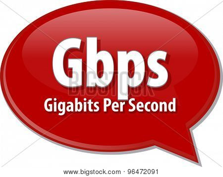 Speech bubble illustration of information technology acronym abbreviation term definition Gbps Gigabits per second