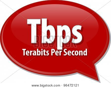 Speech bubble illustration of information technology acronym abbreviation term definition Tbps Terabits per second