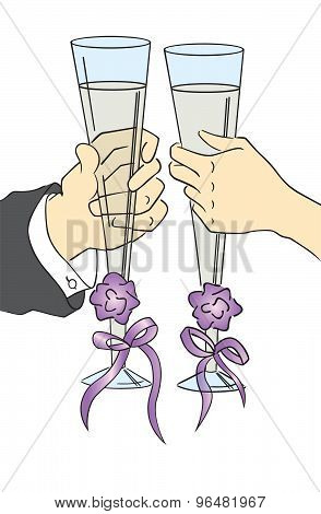 a pair of champagne glasses