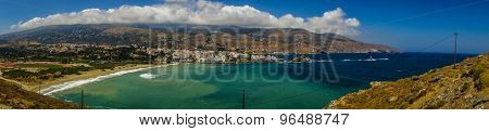 Panoramic View Of The City Of Andros, Andros, Greece