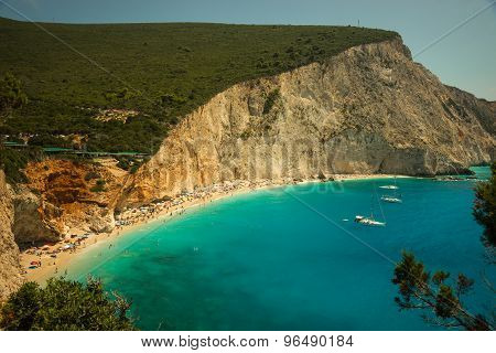 Scenic And Unique Beach Porto Kaziki At Levkada Island, Greece