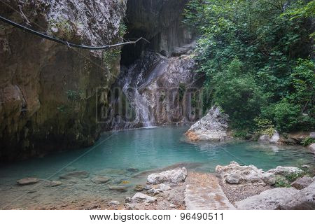 Landscape With River And Waterfalls On The Island Of Lefkada, Greece