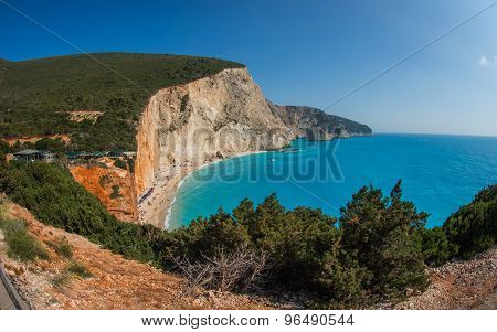Scenic And Unique Beach Porto Kaziki At Levkada Island, Greece