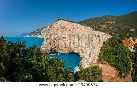 Scenic And Unique Beach Porto Kaziki At Levkada Island, Greece
