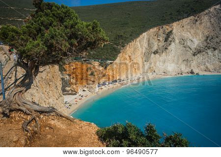 Scenic And Unique Beach Porto Kaziki At Levkada Island, Greece