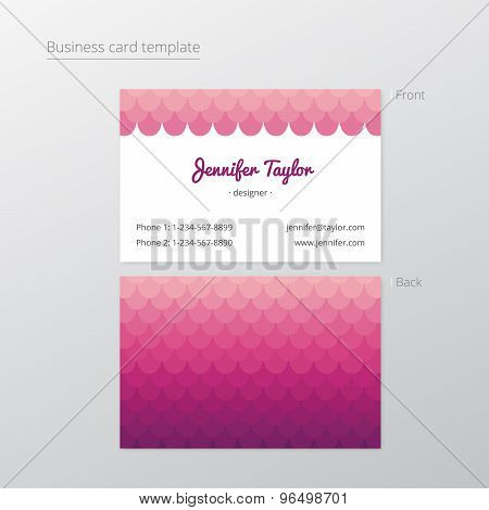 Business Card Template With Color Triangle Background.