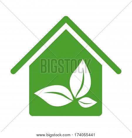 green house with leaves inside icon, vector illustraction design image