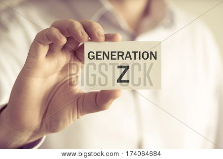 Businessman Holding Generation Z Message Card