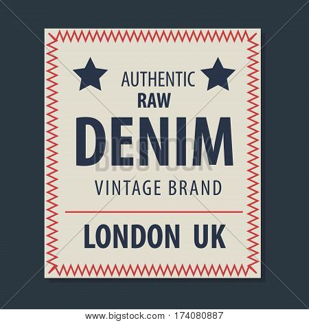 vintage original blue jeans raw denim labels genuine exclusive brands vector illustration