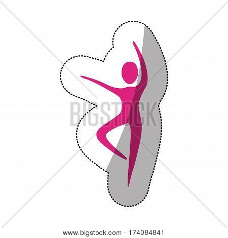 fuchsia person dancing icon, vector illustraction design image