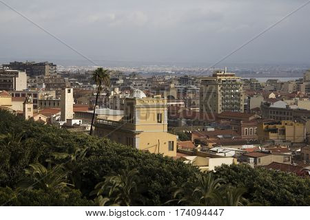 CAGLIARI: Cityscape, in the background you see the pond of Molentargius - Sardinia