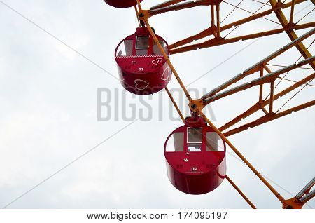 Big Red Ferris Wheels Forl People Play At Kobe Harborland