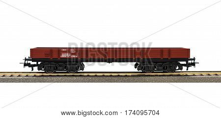 Freight train model railroad on white background