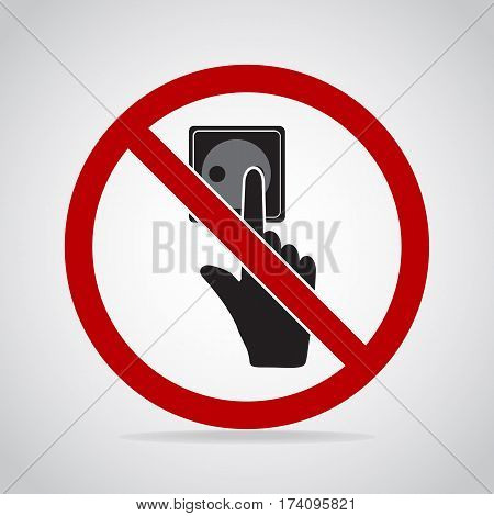Plug Socket and hand icon Do not touch electrical appliances or switches icon warning sign